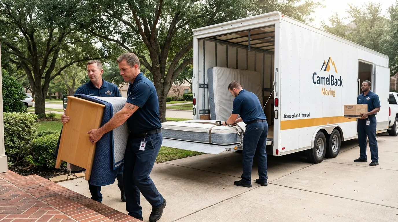 Crew loading residential truck for cross-state move from Hilliard, OH