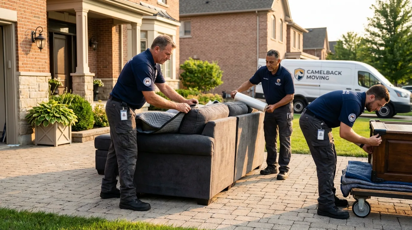 Large estate moving crew wrapping furniture in Hilliard, OH