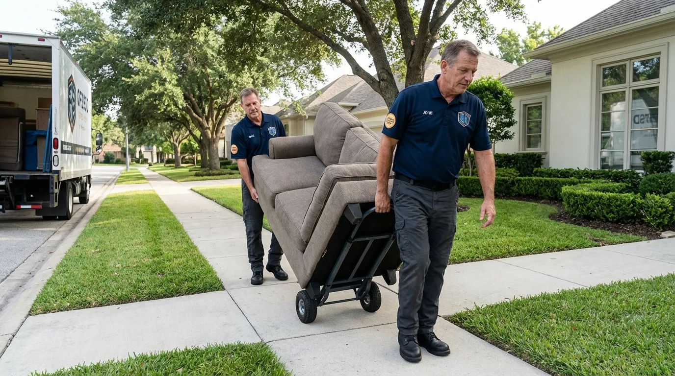 Local residential moving crew loading furniture in Hilliard, OH