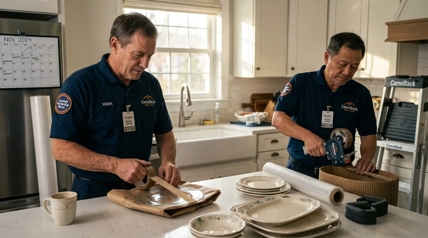 Professional crew packing kitchen dishware in Hilliard, OH